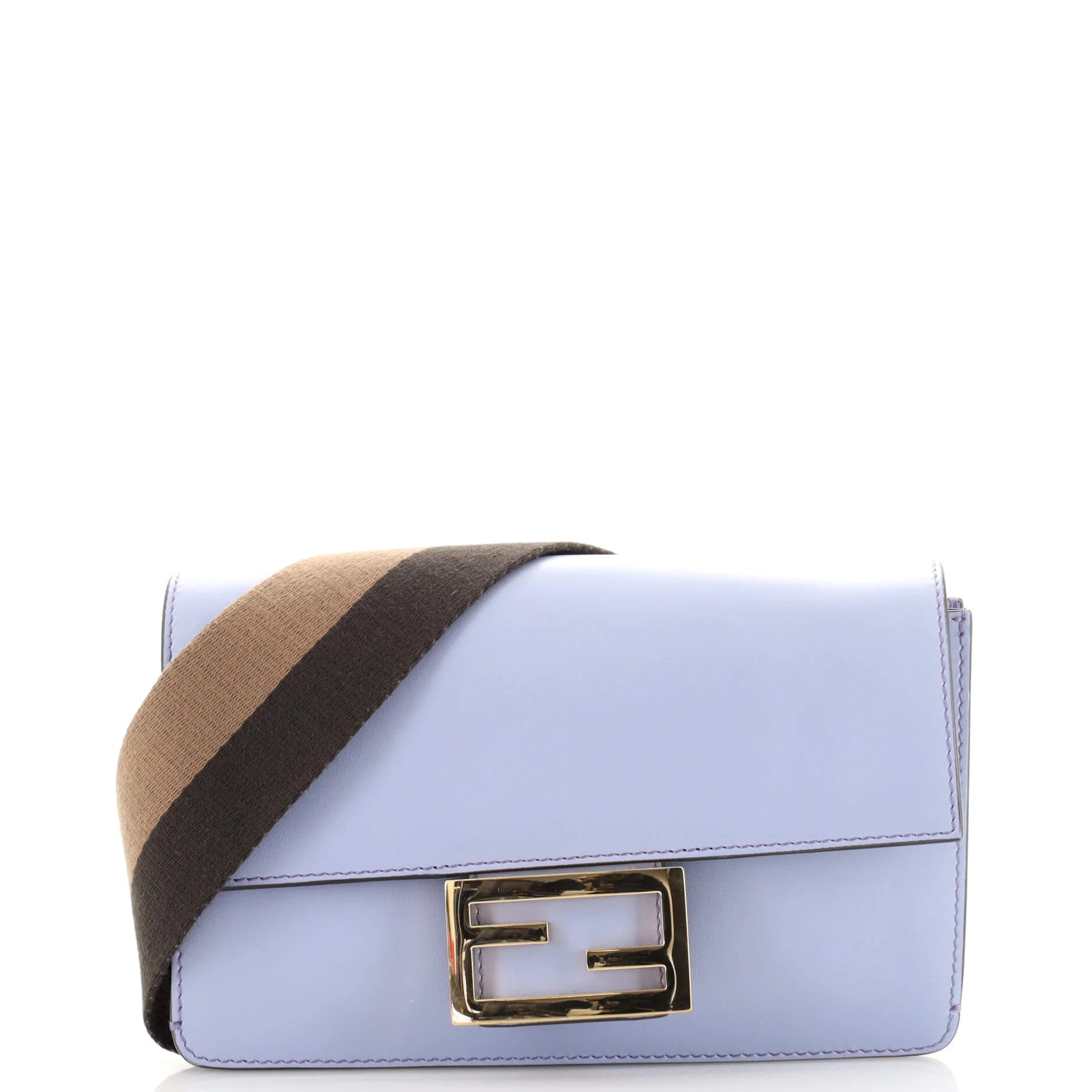 Fendi flat baguette mini leather online bag