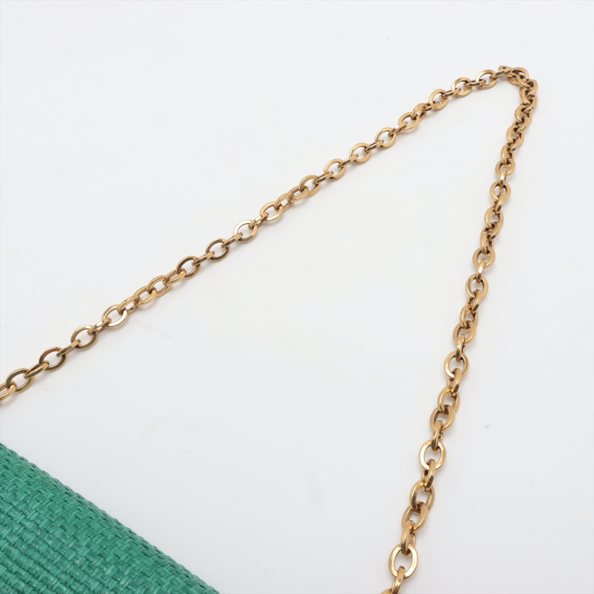 Gucci Horsebit Straw & leather Chain Shoulder Bag Green 655667