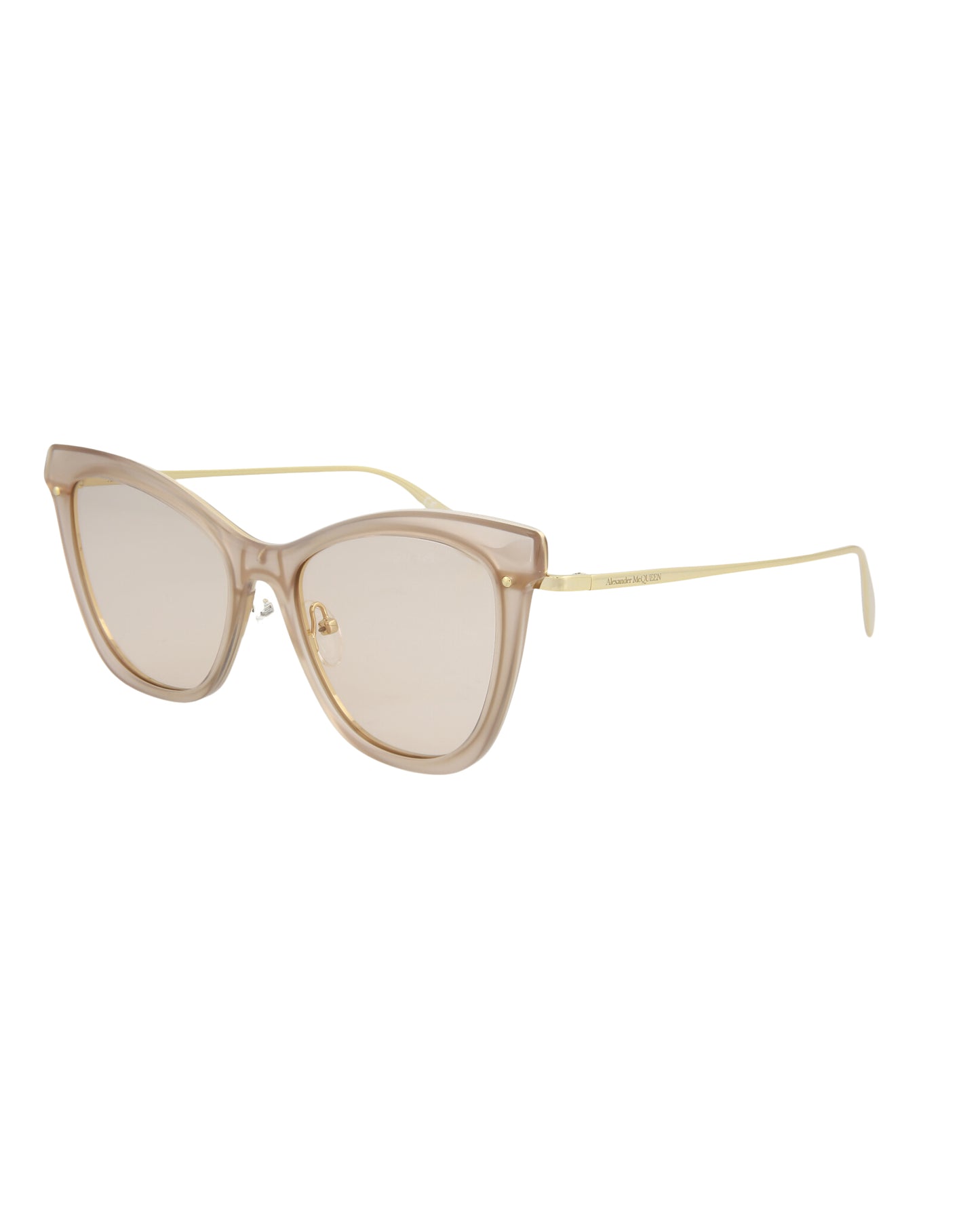 Alexander McQueen Fashion Sunglasses Shiny Opal Nude Light Gold