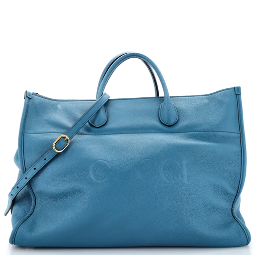 Gucci Logo Tote Embossed Leather Large