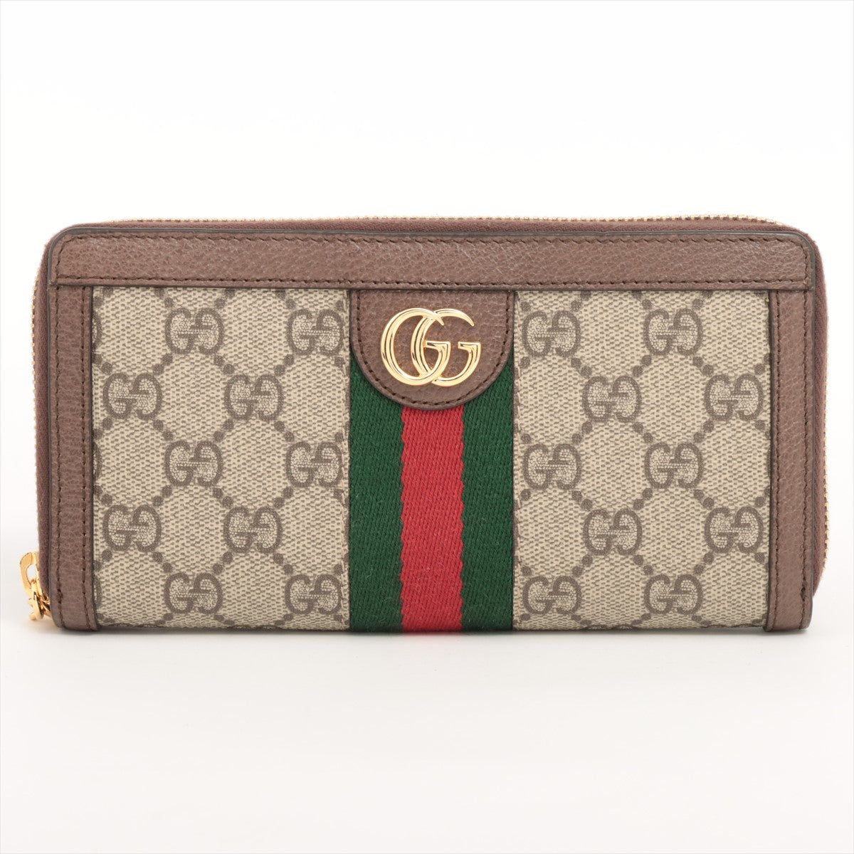 Gucci GG Supreme Ophidia 523154 PVC & leather Round-Zip-Wallet Beige