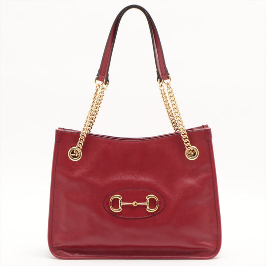 Gucci HOSE BIT 1955 Leather 2 way Tote Handbag Red 621144