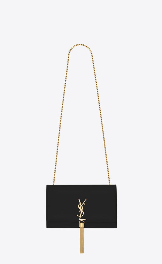 YSL KATE MEDIUM CHAIN BAG WITH TASSEL IN GRAIN DE POUDRE EMBOSSED LEATHER